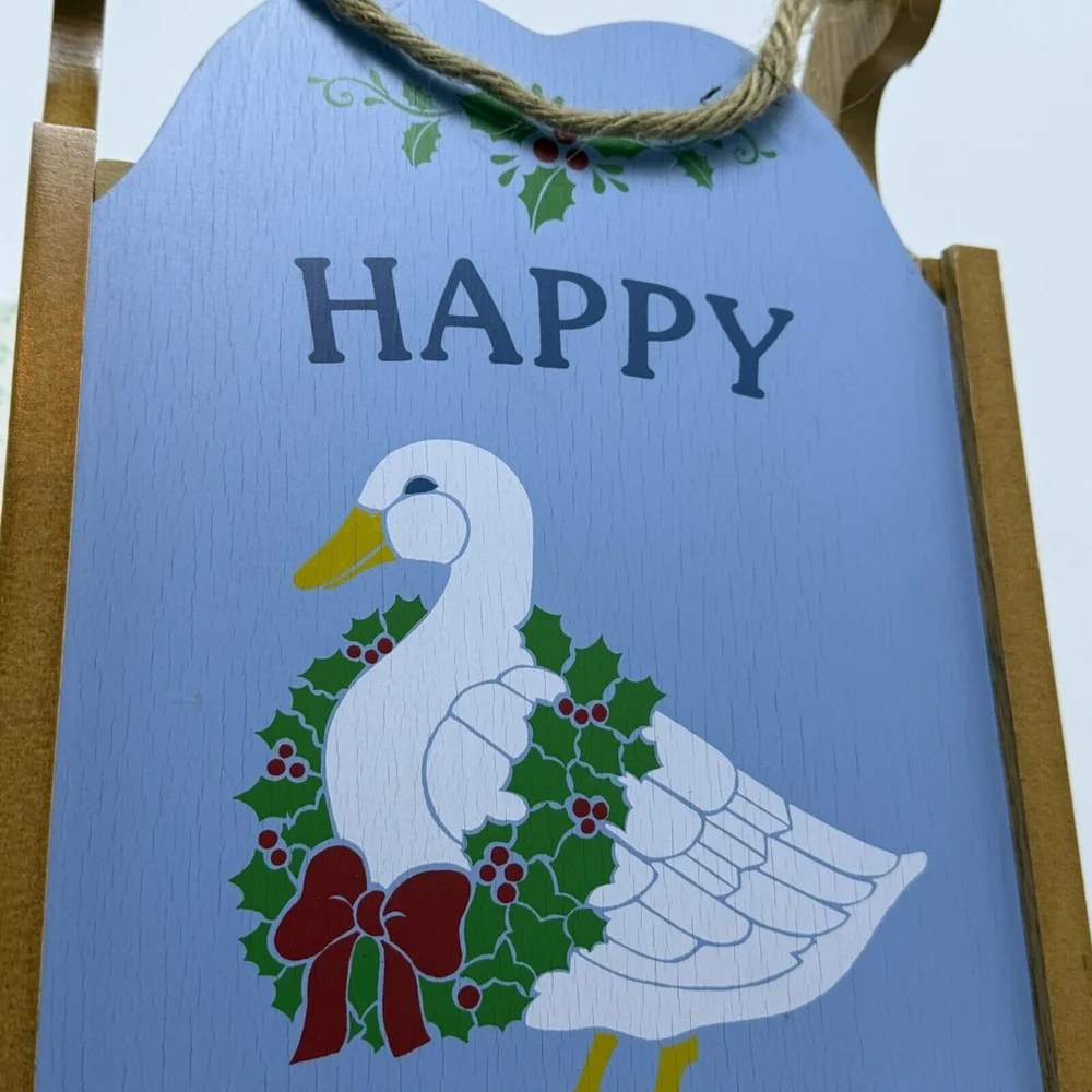 Vtg The‎ Creative Circle Happy Holidays Duck Hanging Shelf Sled